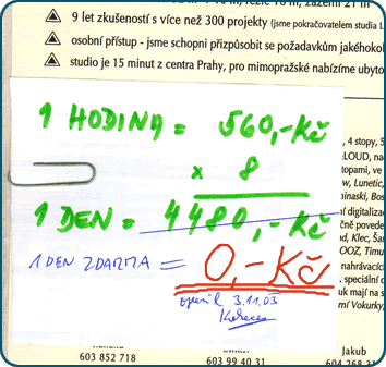 kalkulace vaší ceny: nula